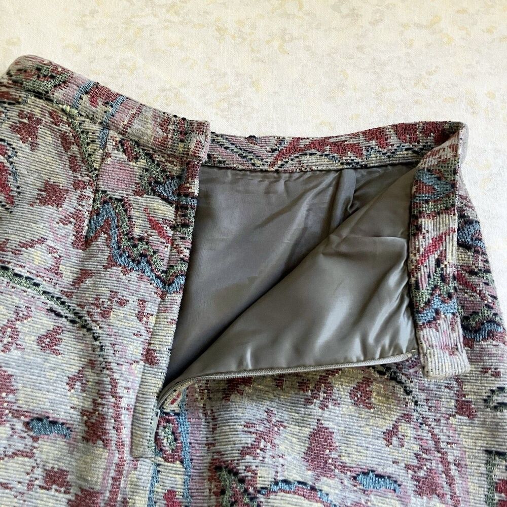VTG Christine Albers Size XXS 00 Tapestry Pencil Skirt Paisley Lined 80s 90s USA - Picture 7 of 8